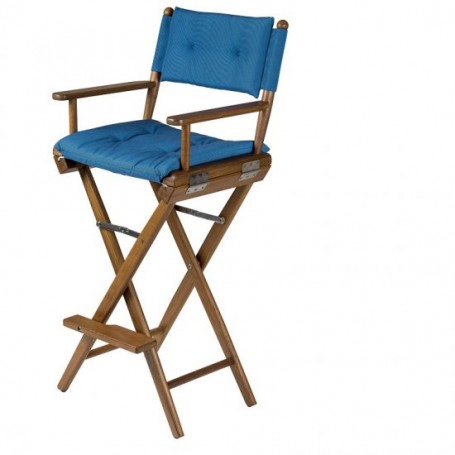 Silla de timonel plegable de teca azul deluxe