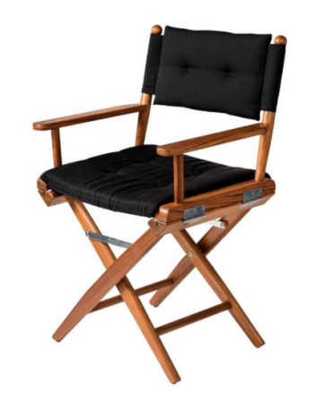 Folding Director Chair I Deluxe Black Oiled Teak