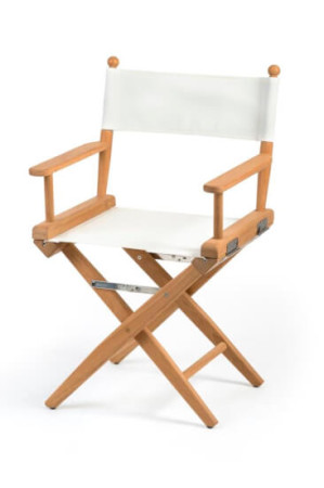 Folding Director Chair I Canvas White Oiled Teak