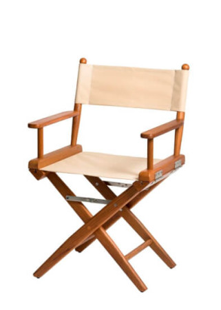 Folding Director Chair I Canvas Beige Oiled Teak
